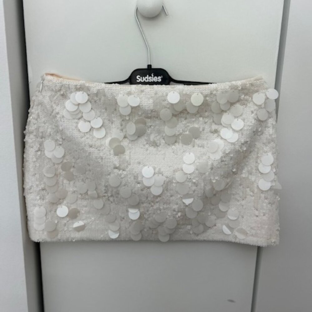 Guizio Low Rise Paillette Skirt White
